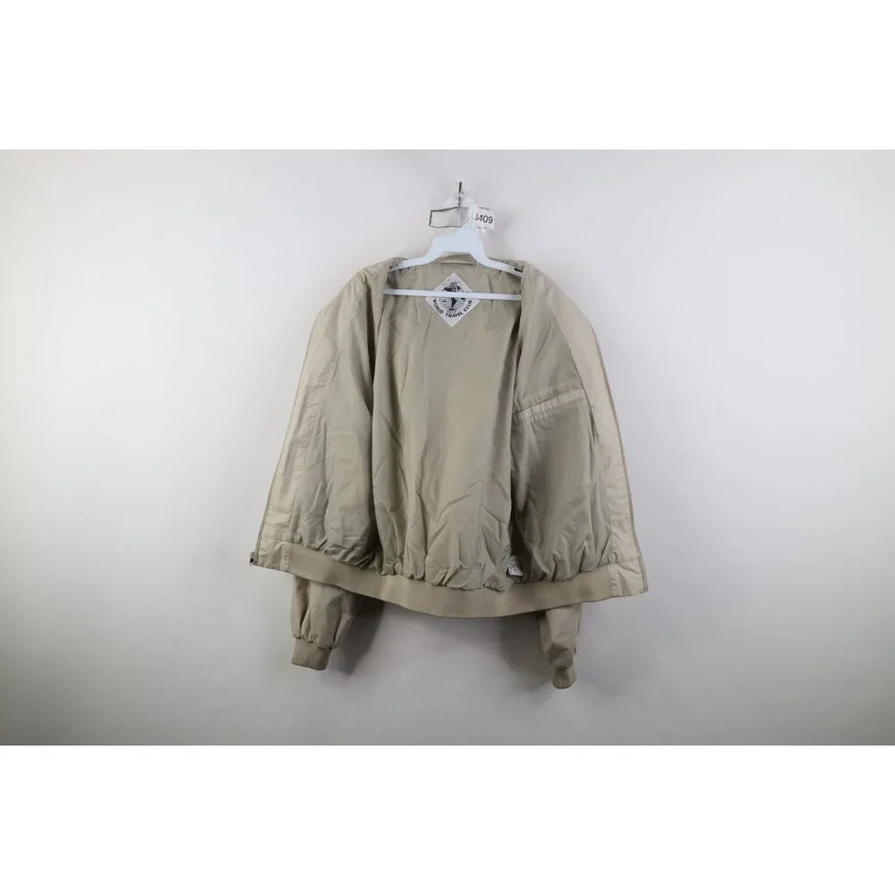 Vintage 80s 90s Streetwear Mens Large Full Zip Cafe Racer Bomber Jacket Beige - Picture 11 of 16